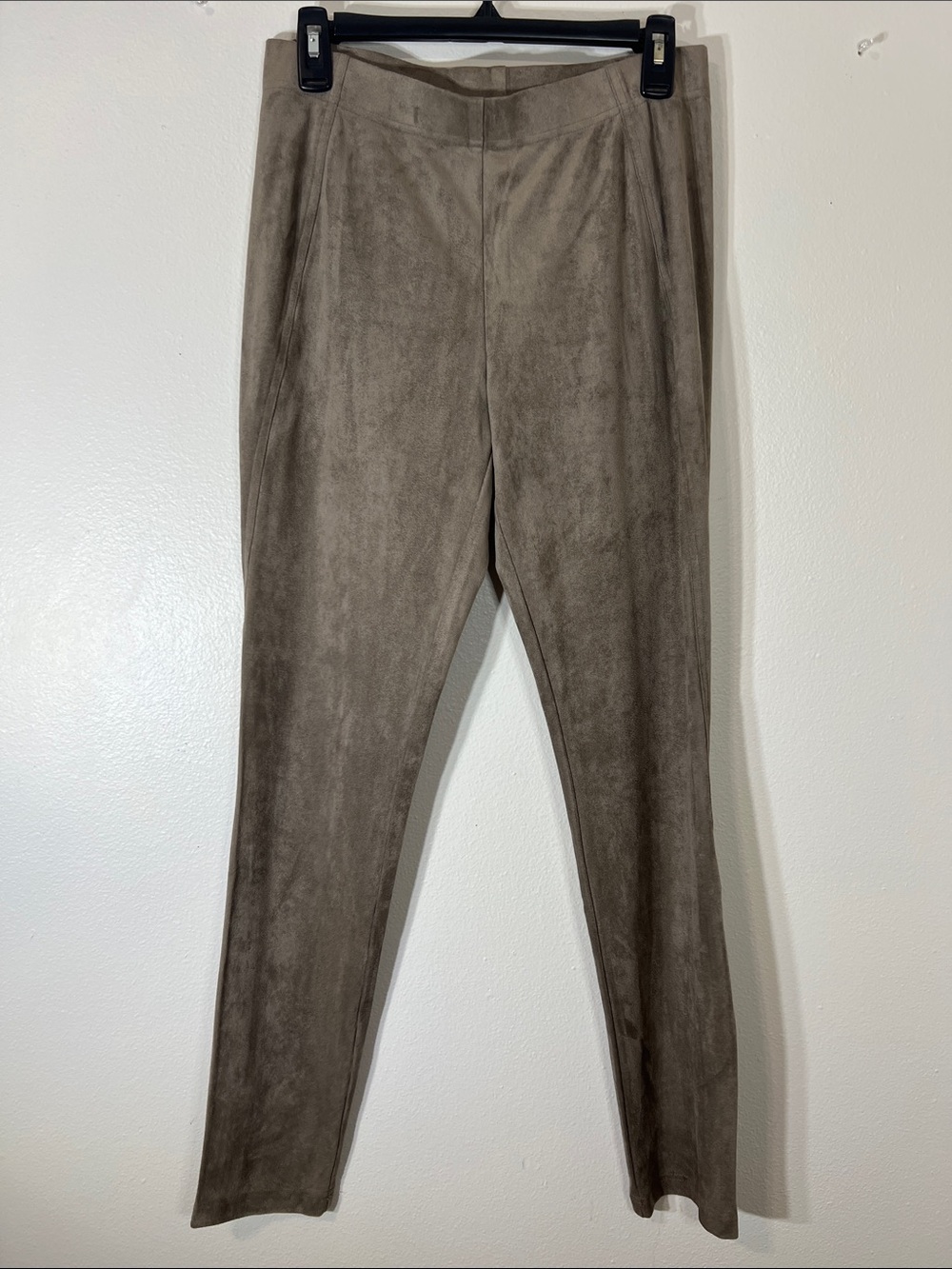 Tribal Taupe Suede-Look Straight Leg Pants